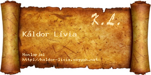 Káldor Lívia névjegykártya
